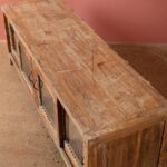 Vintage Wooden Low Sideboard with Glazed Sliding Doors - Image 3