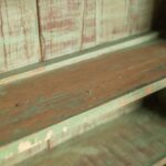 Light Green Vintage Wooden Showcase with Sliding Glass Doors - Image 6