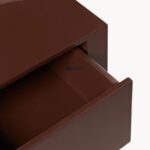 Marudhar Craft High-Gloss Mahogany 1-Drawer Luxury Bedside Table - Image 2