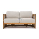 Wooden 2-Seater Sofa with Cane Side Panels - Image 6