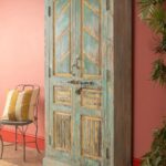 Vintage Light Blue & Yellow Wooden Almirah - Image 6