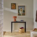 Console Table with Marble Top – Dark Wood Frame