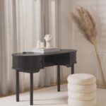 Modern Fluted Solid Wood Writing Desk with Storage