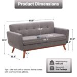 Modern Tufted Fabric 3-Seater Sofa (Grey) - Image 4