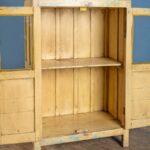 Vintage Pale Yellow Wooden Cabinet with Glass Doors - Image 5
