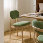 Modern Fabric Upholstered Wooden Dining Chair (Olive Green)