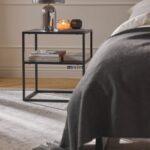 Modern Metal Bedside Table with Storage Shelf