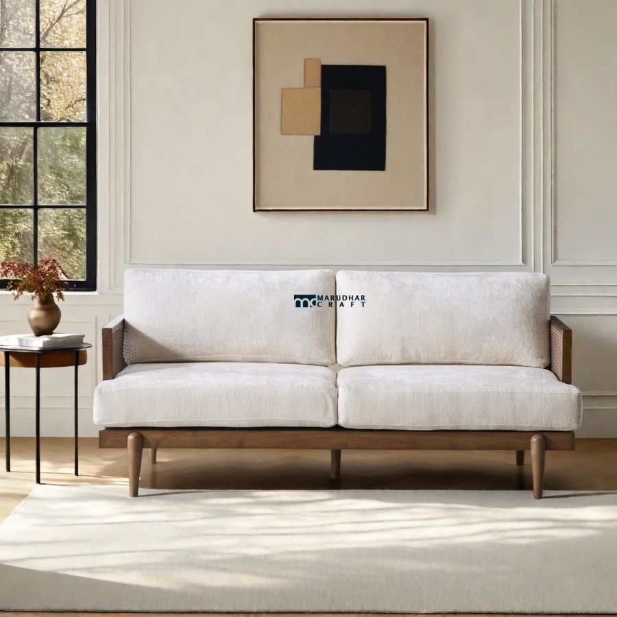 11 Modern Wooden Frame Fabric 3-Seater Sofa - Image 1