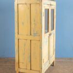 Vintage Pale Yellow Wooden Cabinet with Glass Doors - Image 6