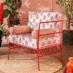Eliza Block Print Red & Pink Iron Chair