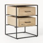 Marudhar Craft Modern Bohemian Black Wood & Natural Cane 2-Drawer Nightstand - Image 3