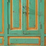 Green & Yellow Vintage Wooden Dresser Unit with Mirrored Doors - Image 3