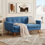 Tufted Fabric 3-Seater Sofa (Blue) - Image 3