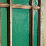 Vintage Green Art Deco Wooden Almirah with Embossed Glass - Image 4
