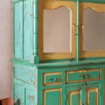 Green & Yellow Vintage Wooden Dresser Unit with Mirrored Doors - Image 4