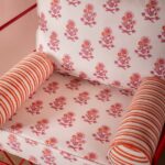 Eliza Block Print Red & Pink Iron Chair - Image 5