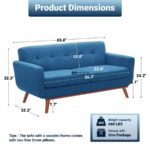 Tufted Fabric 3-Seater Sofa (Blue) - Image 4