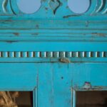 Vintage Blue Wooden Glazed Almirah with Drawers - Image 5