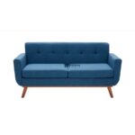 Tufted Fabric 3-Seater Sofa (Blue) - Image 2