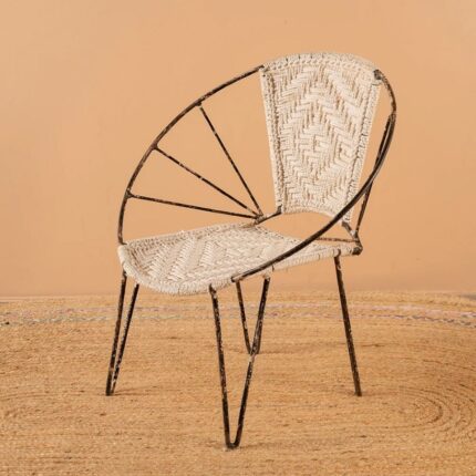 Vintage Balloon Chair with Woven Cotton Braiding