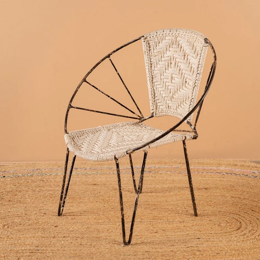 117 Vintage Balloon Chair with Woven Cotton Braiding - Image 1