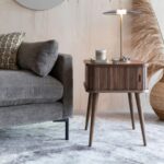 Marudhar Craft Scandi-Modern Tambour Walnut Bedside Table