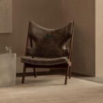 Luxury Sling Back Bouclé Wooden Lounge Chair