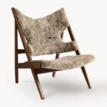 Luxury Sling Back Bouclé Wooden Lounge Chair - Image 3