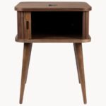 Marudhar Craft Scandi-Modern Tambour Walnut Bedside Table - Image 5