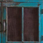 Blue Vintage Wooden Cupboard with Mesh Doors - Image 4