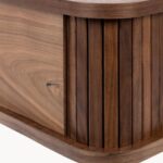Marudhar Craft Scandi-Modern Tambour Walnut Bedside Table - Image 2
