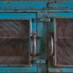 Blue Vintage Wooden Cupboard with Mesh Doors - Image 5