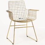 Modern Metal Wire Lounge Chair with Upholstered Seat & Back (Rust Orange) - Image 3