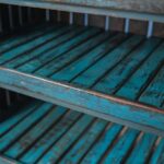 Vintage Blue Wooden Cupboard with Open Shelves - Image 3
