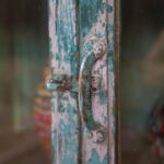 Vintage Blue Wooden Low Sideboard with Hand-Painted Panel - Image 7