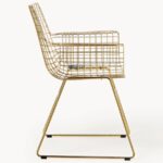 Modern Metal Wire Lounge Chair with Upholstered Seat & Back (Rust Orange) - Image 4