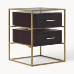 Marudhar Craft Modern Bohemian Black Wood & Natural Cane 2-Drawer Nightstand - Image 4