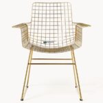 Modern Metal Wire Lounge Chair with Upholstered Seat & Back (Rust Orange) - Image 5