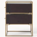 Marudhar Craft Modern Bohemian Black Wood & Natural Cane 2-Drawer Nightstand - Image 5