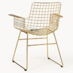 Modern Metal Wire Lounge Chair with Upholstered Seat & Back (Rust Orange) - Image 2