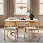 Rectangular Solid Wood Dining Table with Rounded Edges