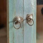 Light Blue Vintage Wooden Cupboard with Glass & Panelled Doors - Image 3