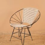 Vintage Balloon Metal Chair with Woven Cotton Braiding
