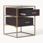 Marudhar Craft Modern Bohemian Black Wood & Natural Cane 2-Drawer Nightstand - Image 2
