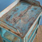 Vintage Light Blue Wooden Side Cabinet with Glass Panels - Image 3