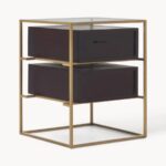 Marudhar Craft Modern Bohemian Black Wood & Natural Cane 2-Drawer Nightstand - Image 3