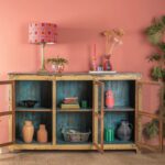 Vintage Blue & Yellow Wooden Glazed Sideboard - Image 5