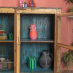 Vintage Blue & Yellow Wooden Glazed Sideboard - Image 6