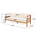 Outdoor Wooden 3-Seater Sofa with Cushions - Image 4