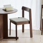 Modern Solid Wood Dining Chair with Upholstered Seat (Dark Walnut Finish)